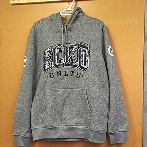 Ecko Size M Heather Grey Fleece Lined Embroidered Hoodie